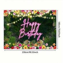 1pc Hawaiian Tropical Birthday Backdrop, Tropical Palm Leaf Birthday Party Background, Luau Birthday Party Decoration, Aloha Birthday Banner, Party Banner - View 7