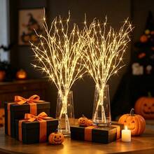 2/4pcs Artificial White Birch Branches - Suitable For Christmas, Halloween, Easter, Thanksgiving, Valentine's Day - Multi-Functional Plastic Faux Branches, Suitable For Various Room Decor, Holidays And Gathering Celebrations - AA Battery Powered (Batteries Not Included), All Season Decoration, No Container - Birch Branch - View 1