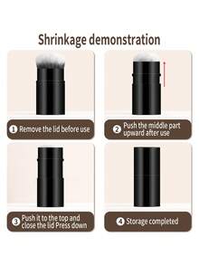ronshadow 2pcs Dual-Ended Multi-Function Makeup Brushes + Short Retractable Blush Brush With Makeup Sponge 4-Piece Set, Powder Brush, Angled Blush & Foundation Brush, Retractable Portable Foundation Brush, Full Face Base Makeup & Color Makeup Tools - Multicolor - View 8