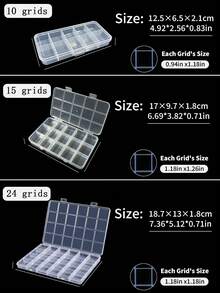 1PC Transparent Plastic Compartmental Storage Box,10-56 Grids Optional Adjustable Divider Net Style Organizer, Dust-Proof Desktop Indoor Home Handicraft Beads Jewelry Nail Rhinestone DIY Small Accessory Classification Container - A - View 4