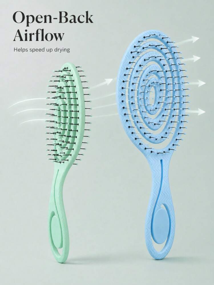Hair Styling Brush, Detangling Hair Brush For Curly Wavy Straight Hair, Wet Dry Brush With Flexible Pins, Pointed Tail Comb For Sectioning And Daily Styling - Comb Set - View 4