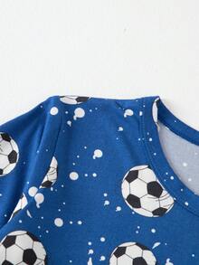 Young Boy 2pcs/Set Home Wear Short Sleeve T-Shirt And Shorts Pajama Set, Thin Lightweight Versatile Outfit For Spring, Summer, Autumn, Fits 4-12 Years Old - Multicolor - View 4