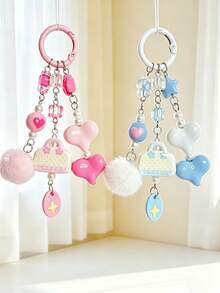 1pc Sweet Bag Charm, Cute Girly Beaded Backpack Decoration - Multicolor - View 2