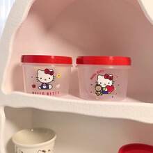 SANRIO Cute KT Cartoon Print 500ml PP5 Storage Jar With Red Screw Lid, Airtight Leakproof Fresh-Keeping Food Container, Reusable Box For Fruit Snack Meal Prep Kitchen Office, Ideal Gift For Cartoon Fans(Sticker DIY) - Multicolor - View 6