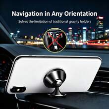 1pc Car Phone Holder Suction Cup Magnetic Air Vent Dashboard Adhesive Car Interior Mount - Silver - View 1