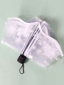 Manual Open Folding Umbrella, Waterproof Transparent Plastic Umbrella, Elegant Print - Lightweight & Compact, Suitable For Men And Women - A - View 6