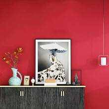 1 Roll Red Matte Textured Wallpaper, Vinyl Wall Decor, Indoor Background Wall, Cabinet, Dining Table, Wardrobe, Bookshelf Home Decor, Kitchen Decor, Room Decor, Wall Sticker - Solid Color - View 6