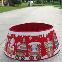 New Printed Christmas Tree Skirt, Christmas Tree Base, Christmas Decoration, Round Christmas Tree Skirt, Foldable Christmas Tree Decoration, Easy To Store - YH01 Belt Style - View 5