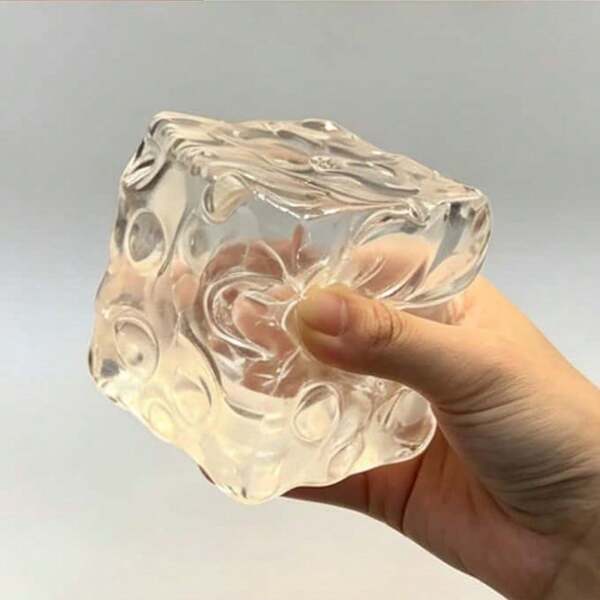 1PC Oversized Glossy Transparent Bubble Ice Cube Elastic TPR Squishy Toy, Reusable Washable Stress Relief Gadget, Fan Travel Portable Relax Accessory, Fanmeet Festival Gift, Scene Shooting Decor Prop (Random Style)