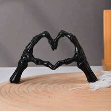 1pc Hand Gesture Desktop Decor, Skeleton Couple Statue, Creative Wedding Home Ornament, Heart-Shaped And Hand-Shaped Small Sculpture, Suitable For Living Room, Bookshelf, Coffee Table, Home Decor, Bedroom, Office, Student Use, Halloween Gift, Winter Valentine's Day Gift - Multicolor - View 8