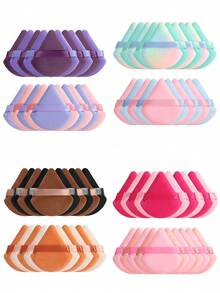 20pcs Large Triangle Powder Puff, Dip The Powder Puff Into Loose Powder And Gently Press Onto The Face To Achieve A Set Makeup Effect. Use The Edge Or Pointed Part Of The Powder Puff To Handle Detail Areas Like The Nose Wings And Eye Corners To Ensure Even Makeup. - Multicolor - View 1