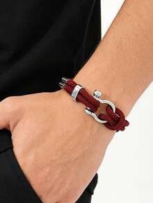 1 Piece Of Men's Nautical Braided Rope Bracelet, Horseshoe Buckle Lock Design, Suitable For Daily Wear, Beach Vacation Wear, Gift For Boyfriend - Horseshoe Buckle Bracelet - View 9