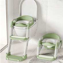 Luminpool Children's Toilet Seat With Steps, 2-In-1 Toilet Step Stool For Toddlers, Soft, Non-Slip Seat Cover With Splash Guard And Built-In Footstool - Green - View 1