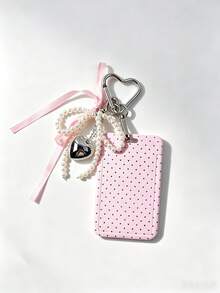 1pc Fashion Polka Dot Print Card Holder Pendant, Bag Charm, Keychain, Wallet, Business Bank Credit Card Holder, Unisex Wallet Sleeve - Multicolor - View 2