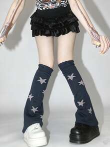 STAR RIVER 1 Pair Y2K Subculture Star Leg Warmers, American Retro JK Knitted Flare Leg Warmers, Reversible - Multicolor - View 13