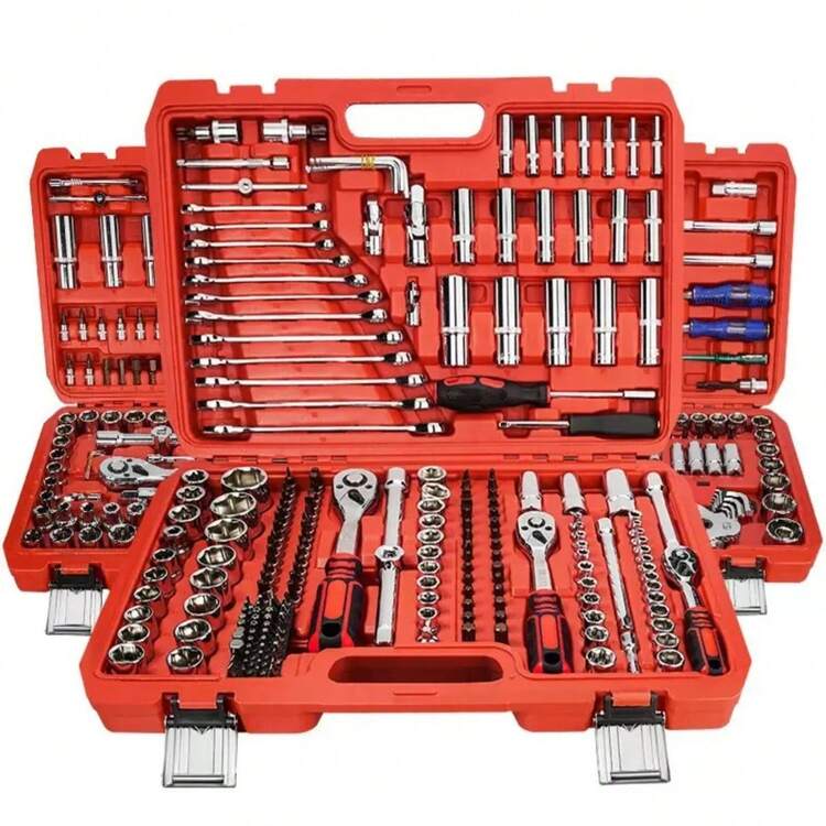 115/46pcs Wrench Socket And Ratchet Wrench Set, With Metric Sockets And Extension Bars, For Automotive Repair And Home Use, Includes Storage Box - Multicolor - View 1