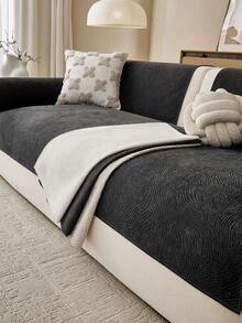 1 Stück ganzjährig bequemer Chenille-Sofakissenbezug, moderner minimalistischer rutschfester Sofasitzbezug, staubdicht, schmutzabweisend, maschinenwaschbar, handwaschbar, Sofabezugstoff, Schwarz, frisch, modisch, weich, farbecht, nicht abfärbend, nicht abreibend, Schlafzimmerdekoration, haustierfreundlicher Schutzbezug, verstellbarer Ecksofa-Bezug geeignet für Schlafzimmer, Büro, Wohnzimmer, Kombinationsmöbel, L-förmiges Sofa und 1234-Sitzer Sofa - Schwarz - Übersicht 6