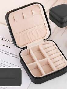 1pc Mini Jewelry Storage Box, Display Box, Travel Zipper Box, Simple Portable Home Decor Gift For Women, Suitable For Organizing Earrings, Necklaces, Rings And Other Jewelry, Compact And Portable, Ideal Gift For Valentine's Day, Christmas, Halloween And New Year - Jewelry Box - View 12