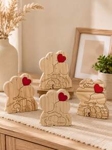 Wooden Bear Family Puzzle, Personalized Christmas Gift, Wooden Cute Bear Puzzle Customizable With 2-6 Family Member Names, Customized Family Member Name Puzzle Home Decor Gift - Elephant - View 4