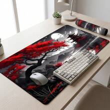 Bright Red Black Gray Marble Swirl Pattern Extra Long Mouse Pad, Non-Slip Rubber Bottom, Smooth Gaming Desk Mat, Suitable For PC Laptop, Office Home, Abstract Art Decor, Back To School Desktop Accessory, Office Supplies Mouse Pad Set - Mouse Pad - View 10