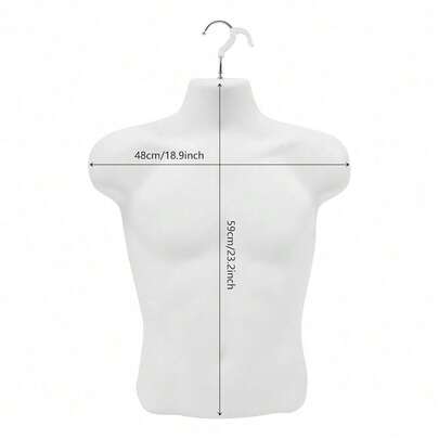 5 Pack Male Mannequin Torso | Dress Form T-Shirt Display Half Mannequin Body | Hollow Back Body Torso Dress Form | With Hanging Hook | For Clothes Display | 23.2'' X 18.9'' |White[A Good Gift For Family And Friends]