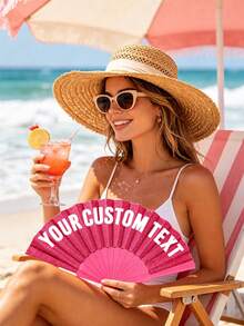 Personalized Handheld Folding Fan, Shiny Fabric Personalized Folding Fan, Fun Accessory For Birthday Parties And Bachelorette Parties - Multicolor - View 4