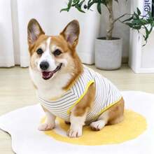 1pc Dog Clothes Sleeveless Minimalist Design For Small And Medium Dogs, Suitable For Teddy, Bichon, Pomeranian, Corgi, Schnauzer, Versatile Casual Home Outdoor Walking Travel Outfit, Soft Skin-Friendly Non-Irritating Loose Fit Anti-Hair Loss Belly Protection - White - View 3