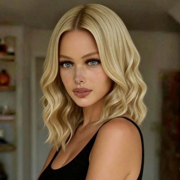 Middle Part Corn Perm Curly Wig, Fluffy Natural Style For All Women, Cosplay Role Play, Halloween Costume, Fashion Versatile Wig - Gold 1 - View 5