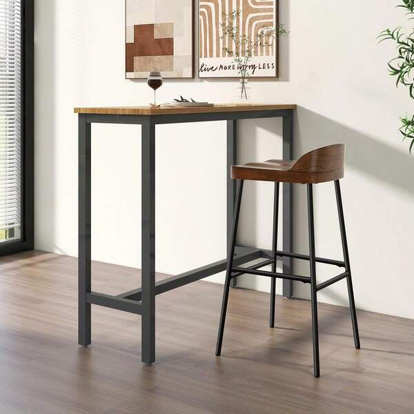 Set Of 1/2 29 Inch Industrial Bar Stools With Low Back And Footrests-1 Piece-XY620083