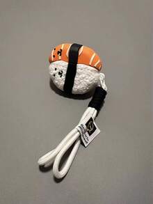 1pc 3D Salmon Sushi Shaped Silicone Earphone Protective Case, With Carrying Strap, Cute Cartoon Face Design, Full Coverage Shockproof Protective Cover, Compatible With AirPods 4, 3, Pro, Pro 2, Pro 3, Suitable For Airports And Other Public Places - Multicolor - View 1