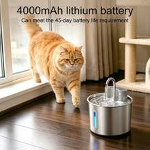 Automatic Pet Water Dispenser - Stainless Steel Material, Lithium-Ion Battery Powered, 74oz/2.2L Capacity, With Water Level Window For Easy Monitoring - Suitable For Cats And Puppies - Base And Interior Easy To Clean, Automatic Water Supply - 2.2L - View 9
