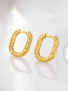 925 Sterling Silver Plated 18K Gold Square Earrings, Women's Fashion Luxury Daily Wear - Square Earrings - View 3