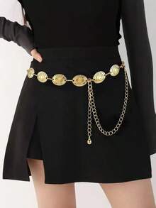 1pc Plus Size European & American Vintage Commuter Style Silver Chain Floral Lace Waist Chain Dress Accessory, Suitable For Daily Wear, Parties And Vacations - Multicolor - View 11