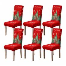 1/2/4/6pcs Printed Positioned Cartoon Chair Covers, Modern Daily Use For Living Room, Bedroom, Dining Room, Suitable For Christmas Chair Covers - Multicolor - View 28