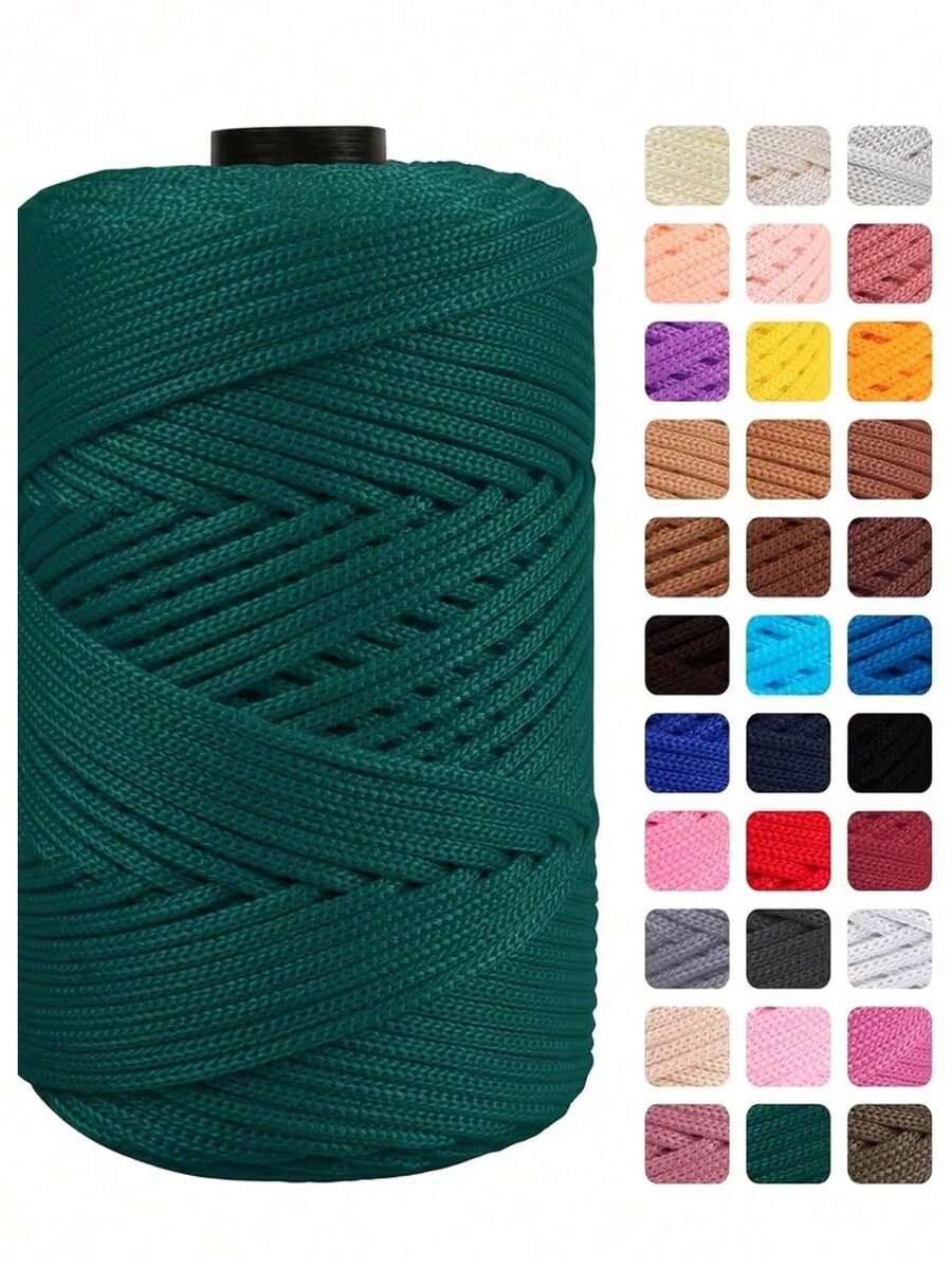 2.5mm X 218 Yards Flat Polyester Satin Ribbon Yarn, Suitable For Knitting And Crochet, Polypropylene Tassel Rope, Suitable For Sun Hats, Bags, Purses, Shoes, Rugs, Wall Hangings, Dreamcatchers, Jewelry Making, DIY Crafts, Decorative Projects - Multi-color - View 1