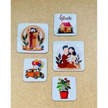 1 Set Wooden Printed Non-Slip Coasters, Home Kitchen Decor Accessories, Cute Affordable Small Items, Outdoor Garden Supplies, Suitable For Various Holiday Parties, Wedding Accessories, Thanksgiving, Back To School Decoration Gifts - Wooden Coaster-2148 - View 1