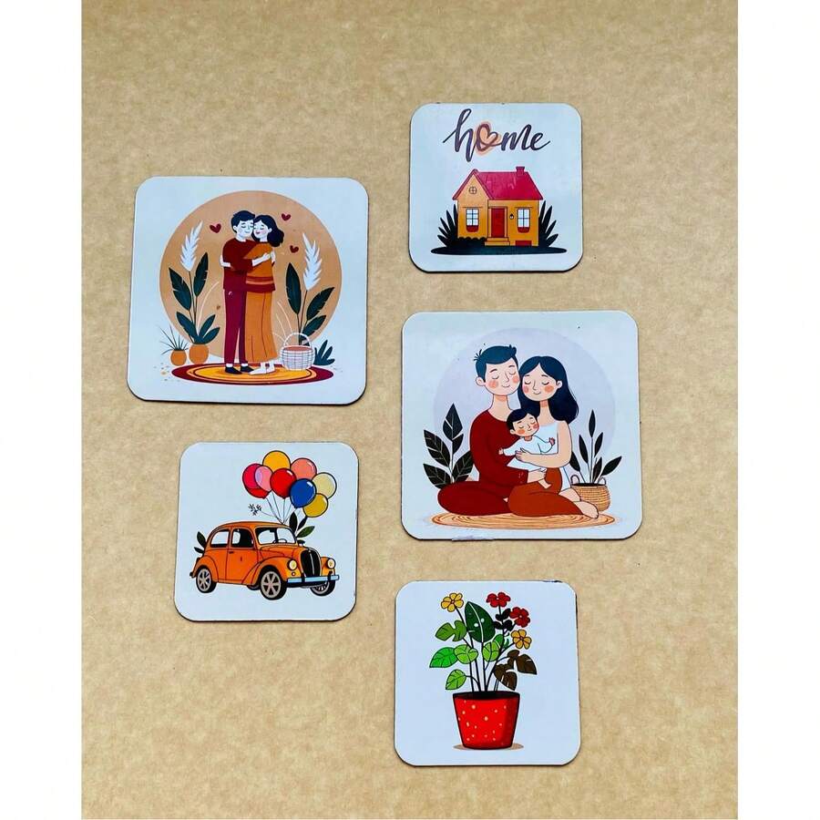 1 Set Wooden Printed Non-Slip Coasters, Home Kitchen Decor Accessories, Cute Affordable Small Items, Outdoor Garden Supplies, Suitable For Various Holiday Parties, Wedding Accessories, Thanksgiving, Back To School Decoration Gifts - Wooden Coaster-2148 - View 1