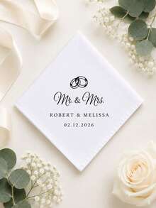 Customized Wedding Handkerchief, Valentine's Day Gift, Personalized Letter Handkerchief, Suitable For Wedding Decor, Personalized Customization, With Wedding Ring Pattern - Multicolor - View 7