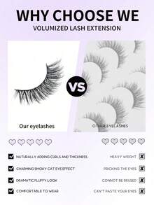 1 buah/7 Pasang Bulu Mata Palsu D-Curl Tebal Russian Volume Alami Lembut, Bulu Mata Palsu Mink Klasik Cat Eye, Bulu Mata Palsu Cross Fine Dense 5D, Ekstensi Bulu Mata Lembut untuk Tampilan Riasan Alami, Ciptakan Tampilan Riasan Alami - A - View 7