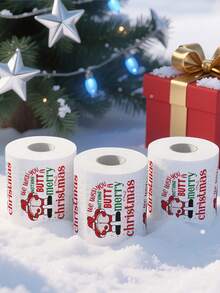 1pc Christmas Napkins (Santa In Chimney / "You're Poop" Design)-Suitable For Christmas Party Table Settings, Themed Parties, Christmas Dinners, Winter-Themed Parties, And More. - One Size Fits All - View 7