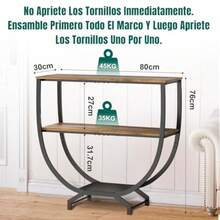 YUDSKU Mesa Recibidor Entrada de 3 Niveles, Consola de Entrada, Mesa de Consola para Sala, Recibidor Entrada Casa, Soporte de TV, Barra de Café, Bufets, Vitrinas y Credenzas - Marrn rstico - Ver 4