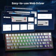 ATTACK SHARK X68HE 60% Layout Magnetic Switch RT Gaming Keyboard, 8000Hz Polling Rate, 0.125ms Latency, Programmable NKRO, Top Mount Structure, HiFi Typing Sound, PBT Keycaps, RGB Backlit, Wired Ergonomic Keyboard For Windows Mac, FPS & RTS Games - View 8