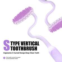 CEELIKE S Shape Toothbrush Ergonomic Design Easy Brushing Gentle Clean Teeth Oral Toothbrush - Pink - View 2