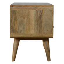 Solid Wood Curved Oak-Ish Media Unit, 2 Drawers And Open Slot, Brown On-Site - 1 - View 7