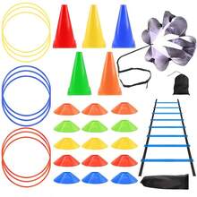 Outdoor Sports Agility Ladder Training Set, Football American Football Rugby Speed And Agility Training Equipment, Includes Resistance Parachute, Training Cones, Marker Stakes And Storage Bag, Athlete Fitness Gear - Multicolor - View 1