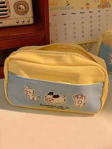 1pc Cute Puppy Shaped Pencil Case, Designed For Middle/Elementary School Students, Large Capacity, Effectively Organizes Various Stationery. Suitable For Back To School Season, Essential Learning Supplies For Students, Includes Pencil Pouch And Backpack Products. - Three Little Puppies Pencil Case - View 1