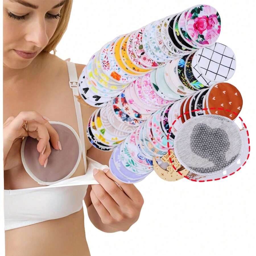 Random Prints Cloth Nursing Pads Reusable Breast Pads Breastfeeding Nipple Pads,More Prints Will Be Set Maybe Not Shown In Pictures - Multicolor - View 1