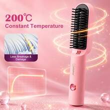 Hatteker 1pc USB Rechargeable Straightening & Curling Iron, Portable Wireless Hair Straightener & Curler, Multi-Function Hair Styling Tool - Multicolor - View 8