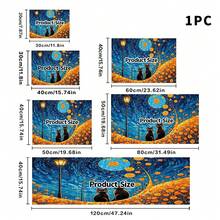 1pc Dish Drying Mat, Coffee Machine Mat, Starry Night Black Cat & Daisy Garden Pattern Dish Drying Mat, Absorbent & Protective Tabletop Mat, Suitable For Dining Room, Kitchen, Entryway, Holiday Gift, Multi-Purpose Desk Absorbent Drying Mat, Room Tabletop Protector, Holiday Gift, Kitchen Decor - XYLSD804 - View 8