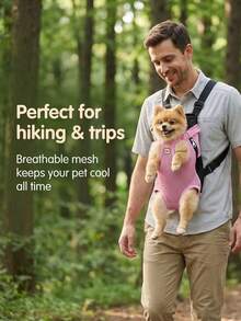 Breathable Mesh Pet Backpack With Detachable Storage Bag, Hands-Free Dog Harness Pet Carrier, Leg-Out Portable Travel Bag For Walking, Hiking And Commuting, Suitable For Small To Medium Cats And Puppies - Multicolor - View 6